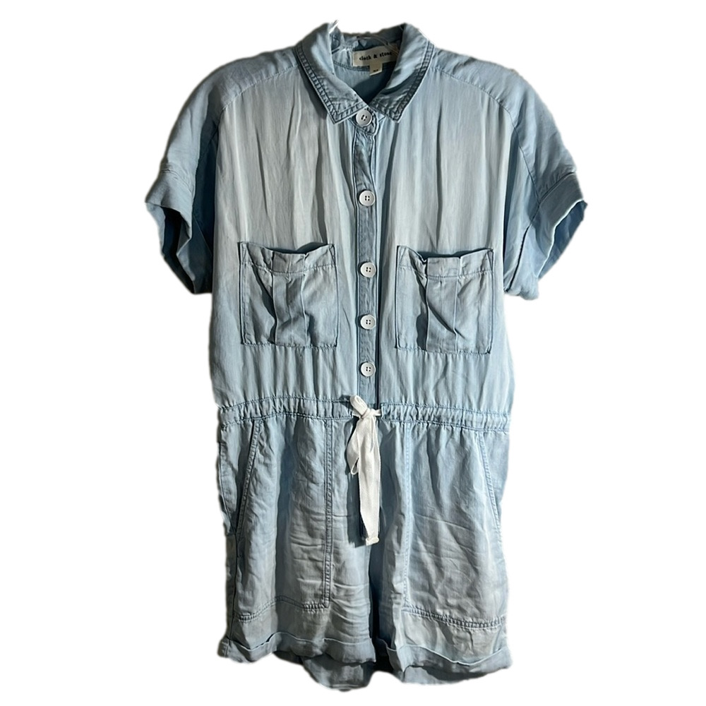 Cloth & Stone Women’s Chambray Cap Sleeve Romper spring summer Sz XS Blue